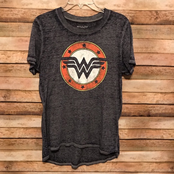 Marvel Tops - Wonder Woman | Acid Washed Burnout Tee Large